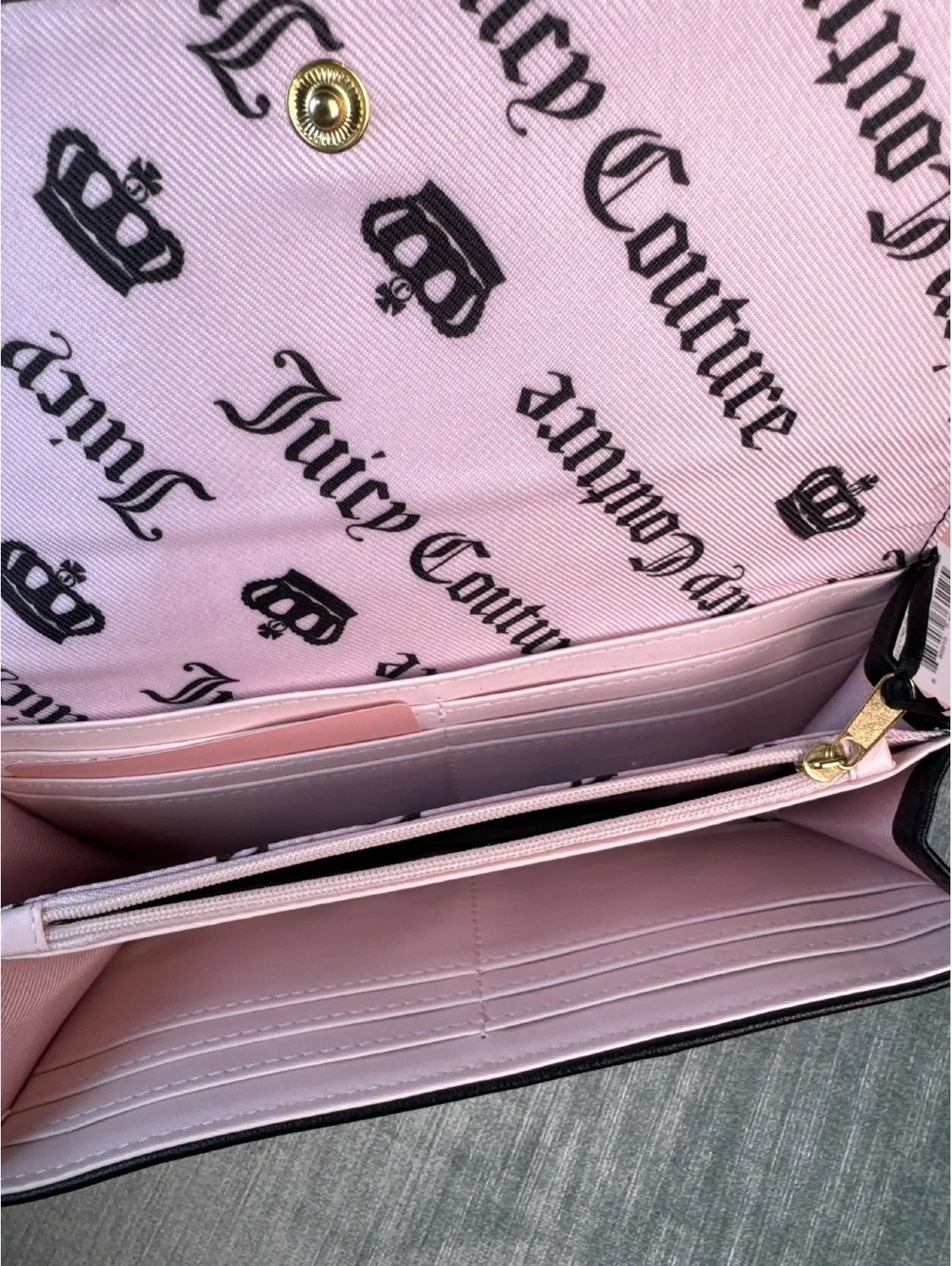 Juicy Couture Straight From the Heart Black Flap Wallet NWT